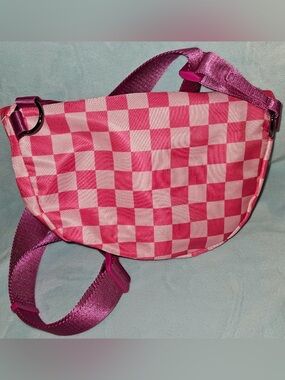 Pink Checkerboard Crossbody Bag